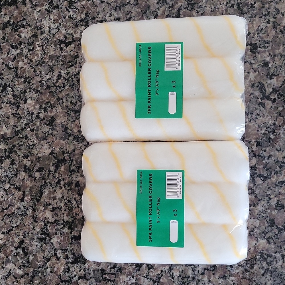 Lot of 2 each is a 3 pack paint roller covers new 9" x 3/8" NAP new sealed